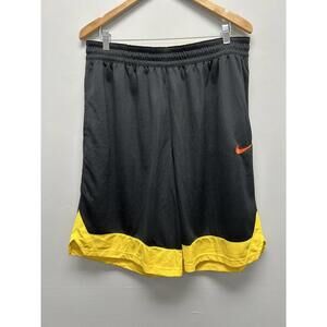 Nike Men's Black and Yellow Athletic Shorts